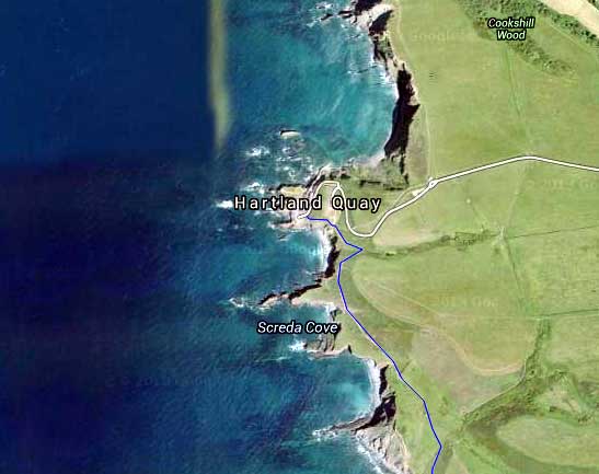 Map showing Hartland Quay